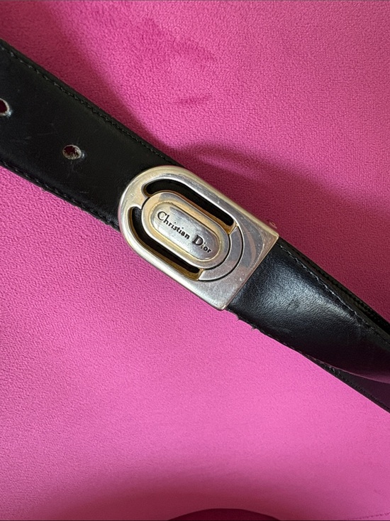 Dior Accessories - Christian Dior Black Leather Belt with Signature Silver Buckle
